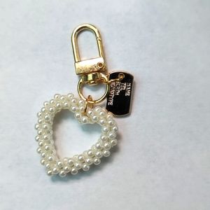 Beaded heart shaped charm keychain